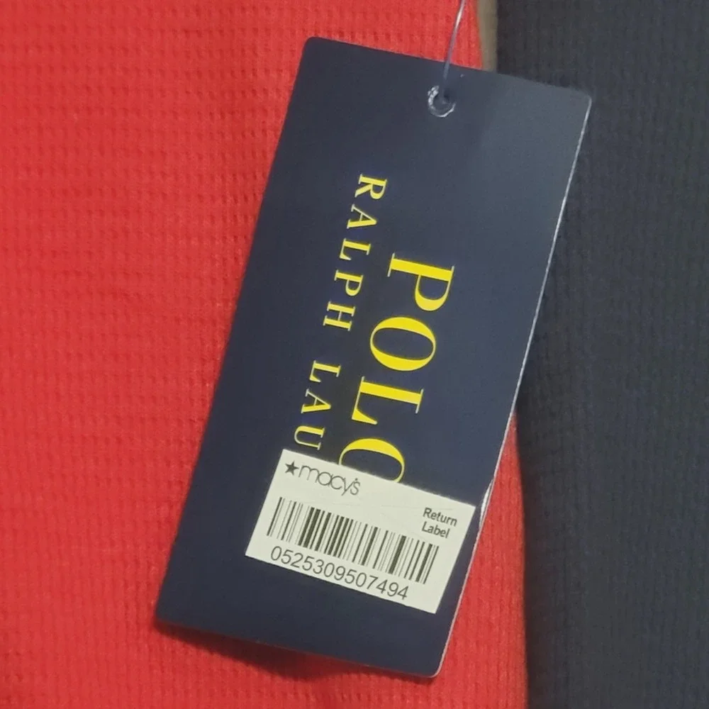 Polo Ralph Lauren Shirt Mens Large Red Navy Crest Long Sleeve Crewneck Sleepwear
